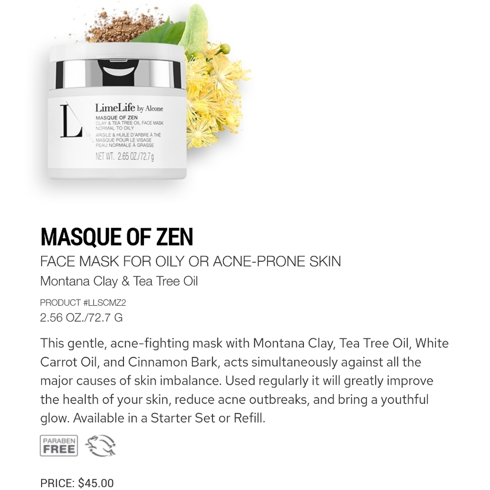 Limelife by Alcone New Masque of Zen 4 oz. Purifying mask, Great acne mask!
